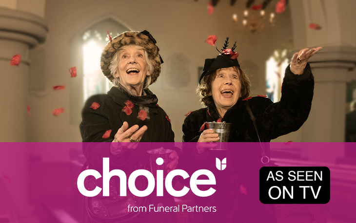 Maureen & Brenda older ladies throwing rose petals at funeral - Choice Plans from Funeral Partners